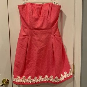 Lilly Pulitzer Hot Pink Strapless Dress, Size 8